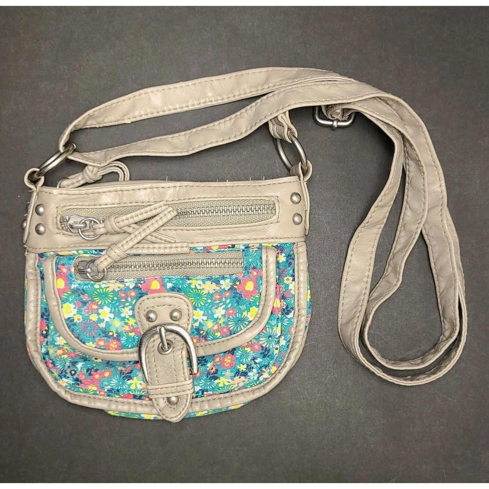 Mudd Floral Crossbody Purse Girls Mini Bag Blue Pink Boho 7x5" Clean